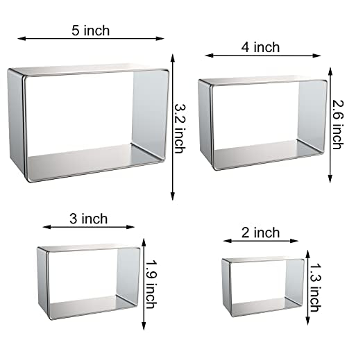 Rectangle Cookie Cutter Set Large - 5 Inch, 4 Inch, 3 Inch, 2 Inch - Geometric Frame Plaque Cookie Cutters Shapes Biscuit Molds - Stainless Steel - color: Rectangle
