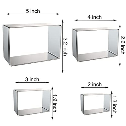 Rectangle Cookie Cutter Set Large - 5 Inch, 4 Inch, 3 Inch, 2 Inch - Geometric Frame Plaque Cookie Cutters Shapes Biscuit Molds - Stainless Steel - color: Rectangle