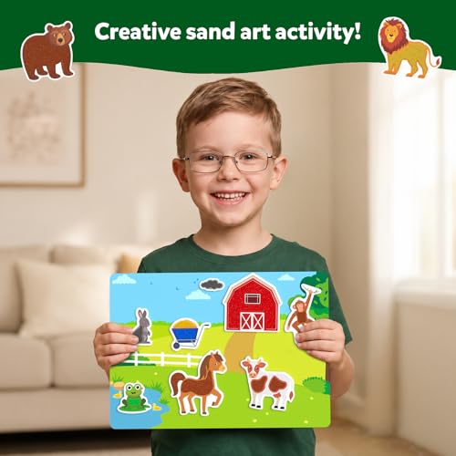 Skillmatics Sand Art Activity - Mess-Controlled DIY Animal Craft Kit with 50+ Colorful Stickers, Creative Arts & Crafts for Kids, Fun Hands-On Activity, Gifts for Ages 4, 5, 6, 7, 8, 9, 10 - style: Animals