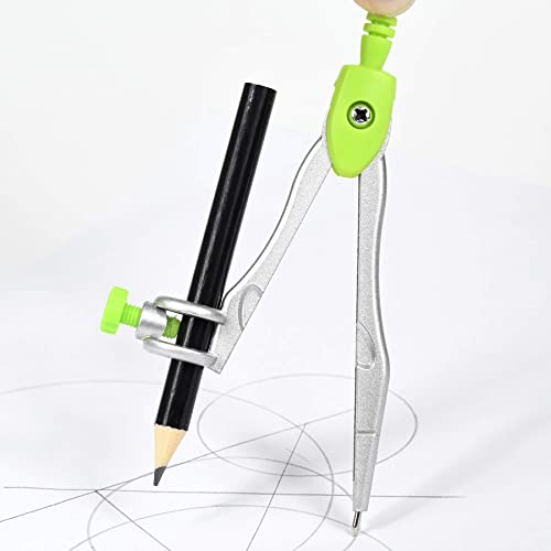 Unjoo Math Geometry Kit Sets 10 Piece Student Supplies with Shatterproof Storage Box,Includes Rulers,Protractor,Compass,Eraser,Pencil Sharpener,Lead Refills,Pencil,for Drafting and Drawings（Green） - color: Green