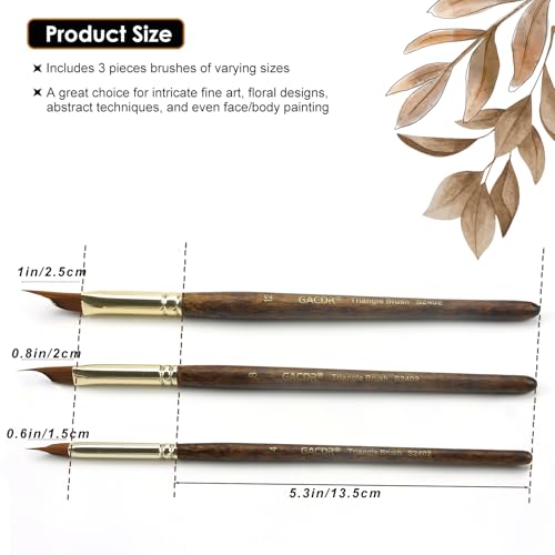 GACDR Wedge Paint Brushes for Watercolor,Oil, Acrylic, and Gouache Paint, Pointed Triangle Pinstriping Artist Brush Set with Short Handle