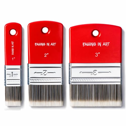 Falling in Art 3PCS Flat Paddle Paint Brush Set, Scale Brush for Oil and Acrylic Paints(1 Inch,2 Inch,3 Inch) - color: Flat, size: 1''&2''&3''