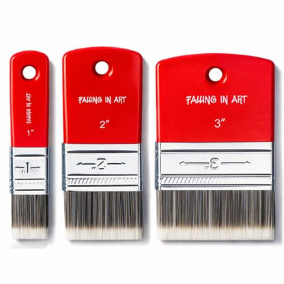 Falling in Art 3PCS Flat Paddle Paint Brush Set, Scale Brush for Oil and Acrylic Paints(1 Inch,2 Inch,3 Inch) - color: Flat, size: 1''&2''&3''