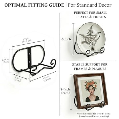 LIONWEI LIONWELI Wall Mount Plate Display Stands - 2 Pack Black Iron Easel Holders - Vertical Wall Hangers for Decorative Plates, Picture Frames, Art - size: Medium