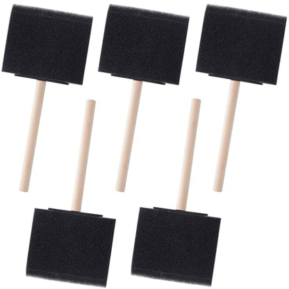 SmallCat 5 PCS Foam Paint Brushes, 2.97 Inch Foam Sponge Brushes for Varnishes, Reusable Sponge Brushes with Wood Handles for Painting, Staining, and DIY Crafts - Black - size: 3"