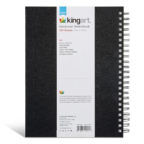 KINGART Hardcover Sketchbook Journal – 9x12 Inch, 1-Pack – Heavyweight Acid-Free Blank Drawing Notebook for Studio Sketching and Art Preservation