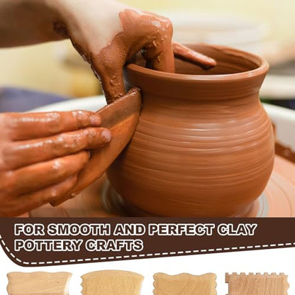 DIYOOHOMY 6 Pcs Wooden Pottery Ribs Trimming Tools, Beech Wood Clay Foot Shaper Set for Wheel Throwing Carving Sculpting Texturing, Pottery and Ceramics Clay Tools Supplies - color: wood-6