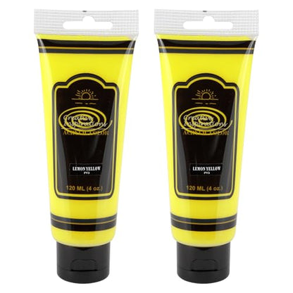 Creative Inspirations Acrylic Paint - Lemon Yellow - 120mL - 2 Pack - Smooth & Creamy Consistency, Vibrant Pigmentation, Great Coverage for Artists - Clean Up with Soap & Water - color: Lemon Yellow, size: 4.06 Fl Oz (Pack of 2)