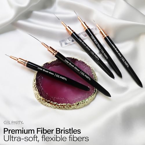 GELPARTY 7Pcs Black Nail Art Brush Set - Professional Ultra-Fine Liner & Detail Brushes for Gel Polish & Acrylic Nails - Includes Purple Agate Palette & Holder - Manicure Design Tool Kit - color: Black