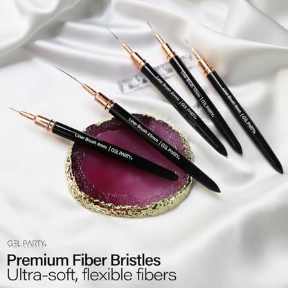 GELPARTY 7Pcs Black Nail Art Brush Set - Professional Ultra-Fine Liner & Detail Brushes for Gel Polish & Acrylic Nails - Includes Purple Agate Palette & Holder - Manicure Design Tool Kit - color: Black