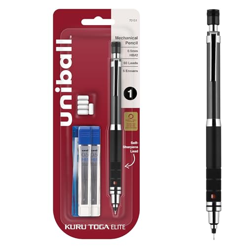 uniball Kuru Toga Elite Mechanical Pencil Starter Kit, 0.5mm, HB #2, Gun Metal Barrel, 1 Pack - color: Gun Metal, size: 1 Count (Pack of 1)