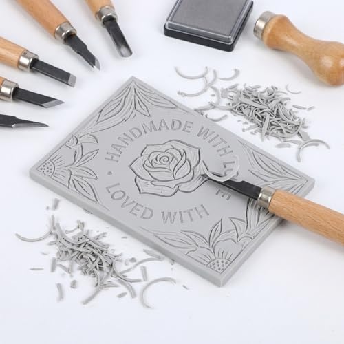 SGHUO Linoleum Blocks for printmaking, 8pcs 4"x6" Gray Rubber Carving Blocks Stamp Making Kit - color: Gray-8pcs