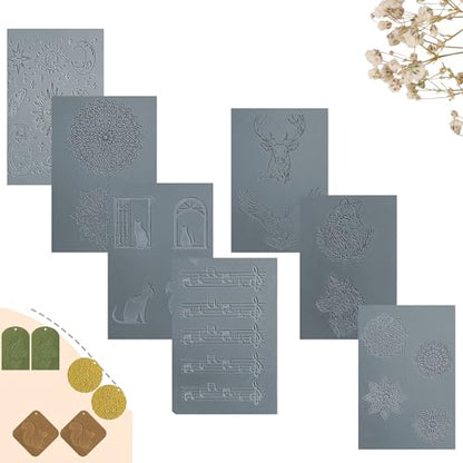 GYYCBXM 7 Pcs Polymer Clay Texture Sheets Mat, Works with Polymer Clay Cutter & Embossing Roller, DIY Tools for Pottery Earrings Jewelry Making Crafts