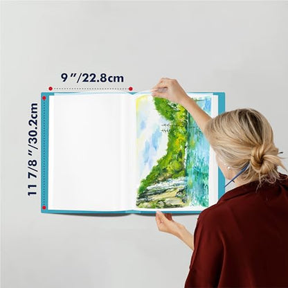 Art Portfolio Folder, 40 Clear Pockets Acqua Paper Protectors Display 80 Pages Clear Presentation Book for Artworks, Letters, Report Sheets, Documents (Can Accommodate 8.5” x11 11/16”) - size: 8.5x11.5inch (Green)