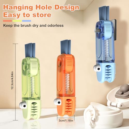 3 in 1 Cup Lid Cleaning Brush, Gap Cleaner Brushs - Home Kitchen Multifunctional Bottle Cleaning Brush Set, Portable Travel Bottle Lid Cleaner Tools - color: Blue Green Orange
