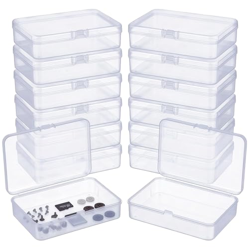 LJY 12 Pieces Rectangular Empty Mini Clear Plastic Organizer Storage Box Containers with Hinged Lids (4.5 x 3.3 x 1.1 inch, Transparent) - color: Transparent, size: 4.5 x 3.3 x 1.1 inch