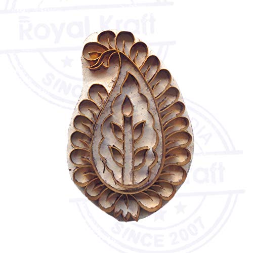 Artisan Print Block Brass Paisley Designs Wood Clay Stamp - size: BSCtag011