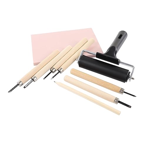 Pilipane Stamp Making Kit 6Pcs Carving Knives Flexible Roller Carving Block Tracing Papers for DIY Arts Beginners Rubber Stamp Carving Tools Wood Carving Set