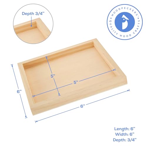Small Square Wood Canvas 6 x 6 x 3/4-inch, Pack of 4 Unfinished Wood Frames, Blank Wooden Signs for Crafts & Home Decor, by Woodpeckers - size: 6 x 6