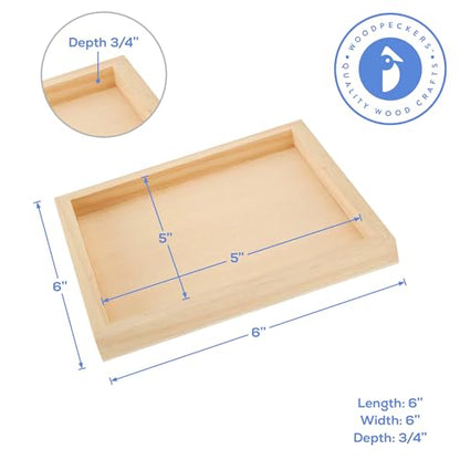 Small Square Wood Canvas 6 x 6 x 3/4-inch, Pack of 4 Unfinished Wood Frames, Blank Wooden Signs for Crafts & Home Decor, by Woodpeckers - size: 6 x 6