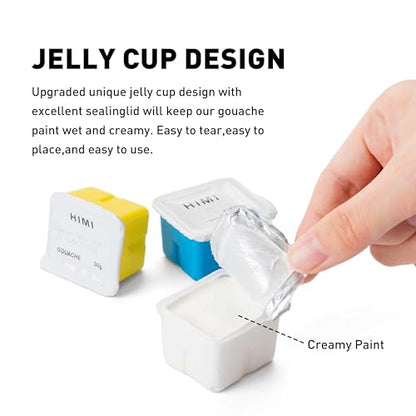 HIMI Gouache Paint Jelly Cup Refill, 4 Pack 30g, Single Color Paint for Artists & Hobby Painters, Unique Design In Jelly Cup Rich Pigment, Non Fading Art Supplies for Canvas and Paper Painting(YELLOW) - color: YELLOW