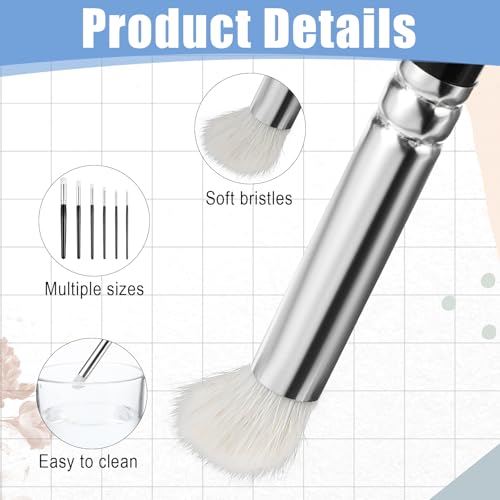 Miniature Dry Brush Set for Precise Detailing, 6 Sizes Professional Model Painting Brush Hobby Detail Paint Tools with Soft Bristles for Hobbyists, Miniatures, Acrylic, Oil, Watercolour