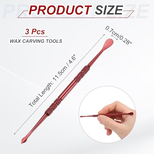 MECCANIXITY 3 Pcs Wax Carving Tools Stainless Steel 4.6 Inch Double-Headed Wax Carving Sculpting Tools for Modeling Sculpting Shaping, Pink - color: Pink