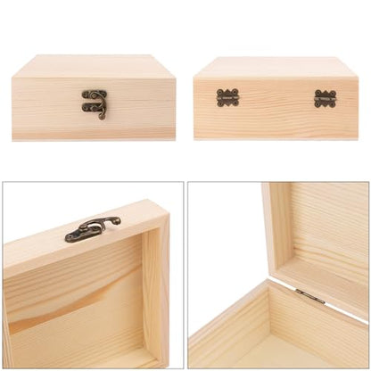 GNIEMCKIN 6 Pack Wooden Box, Unfinished Unpainted Wood Boxes for Crafts, DIY Projects, and Jewelry Storage (7x7x3 inch) - size: 6 Pack (7x7x3 inch)