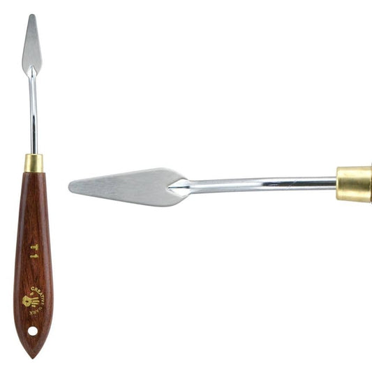 Creative Mark Stainless Steel Palette Knife Painting Tools - Paint Palette with Wooden Handle - Variety of Shapes and Sizes - 1T, 1-1/4 in - color: 1t, size: 1-1/4 in
