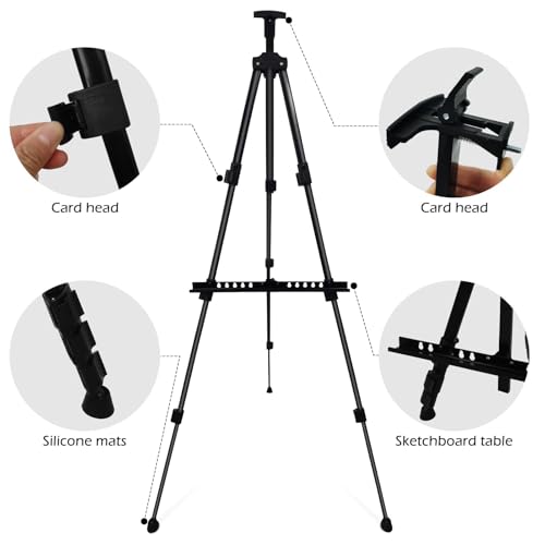 Ns Jymb Art Easel Stand for Painting Canvases - 66-Inch Adjustable Metal for Adults Tabletop & Outdoor Use - Lightweight Portable Easel for Displaying & Drawing - Sturdy,4-Pack. - style: 66Black 4pack