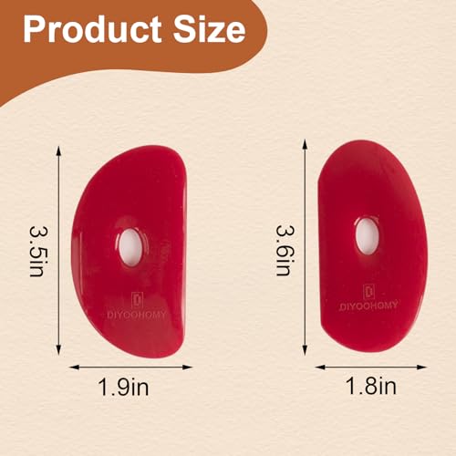 DIYOOHOMY Pottery Ribs for Pottery Tools and Clay Tools, Soft Silicone Ceramic Supplies Kit for Shapes Sculpting,Mud,Trimming,Throwing (2) - color: red-2