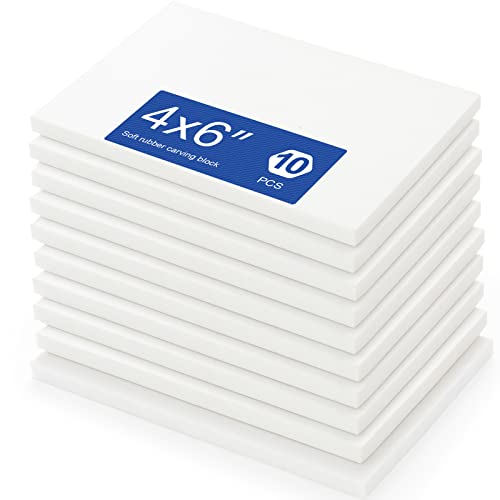 Falling in Art White Rubber Carving Block, 4" x 6" Easy Cut Lino Blocks, Soft Linoleum Block for Printmaking, Stamps, Crafts(10 Pack) - size: 4x6"(10 Pack)