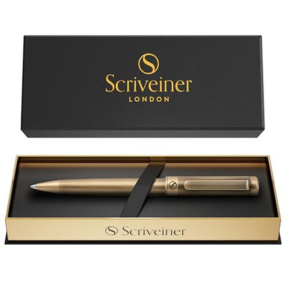 Scriveiner Bronze Ballpoint Pen - Stunning Luxury Pen, Schmidt Black Refill, Best Ball Pen Gift Set for Men & Women, Professional Executive Office, Nice Fancy Designer Pens - color: 8. Bronze