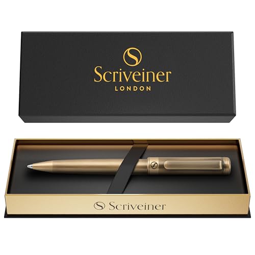 Scriveiner Bronze Ballpoint Pen - Stunning Luxury Pen, Schmidt Black Refill, Best Ball Pen Gift Set for Men & Women, Professional Executive Office, Nice Fancy Designer Pens - color: 8. Bronze