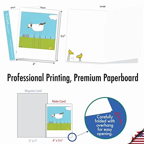 The Best Card Company - 10 Assorted Blank Notes Box Set 4 x 5.12 Inch with Envelopes (10 Designs, 1 Each) Boxed Assorted Kid Cards of Pets - STICK LEGS M6656OCB - style: Stick Legs