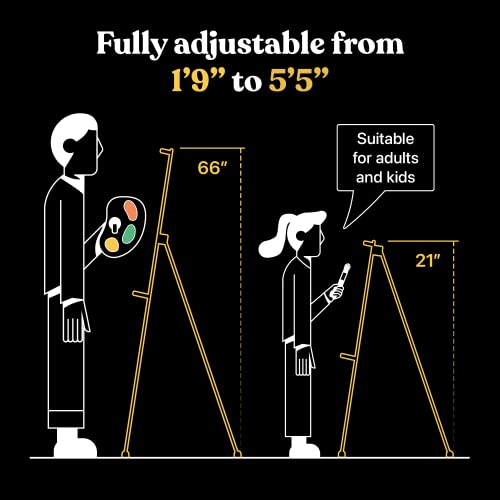 T-Sign 21 to 66 Inch Heavy Duty Easel Stand - Adjustable Metal Tripod Art Easel for Painting and Display, Portable Canvas Stand with Carrying Bag for Artists, Floor, Tabletop, and Outdoor Use (2-Pack) - style: 66 Inch Anthracite Black (2 Pack)