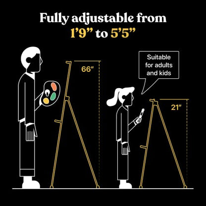 T-Sign 21 to 66 Inch Heavy Duty Easel Stand - Adjustable Metal Tripod Art Easel for Painting and Display, Portable Canvas Stand with Carrying Bag for Artists, Floor, Tabletop, and Outdoor Use (2-Pack) - style: 66 Inch Anthracite Black (2 Pack)