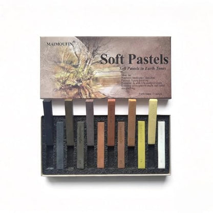 12-Pack Earth Tone Square Soft Pastels Water-Soluble Blendable Artist Drawing Pastels Set for Artists & Hobbyists Drawing, Painting & Sketching (Brown) - color: Brown