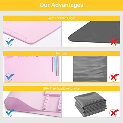 Silicone Painting Mat, Art Mat with Cup, Craft Paint Brush Cleaner Tool, Artist for Kids Gift Clay DIY Creations, Christmas Gift for Kids (Pink) - color: Pink