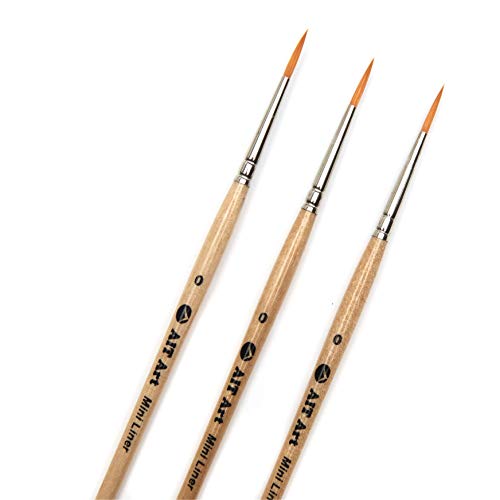 AIT Art Mini Liner Detail Paint Brushes, Size 0, Pack of 3, Handmade in USA for Trusted Performance Painting Small Details with Oil, Acrylic, and Watercolors - size: 0
