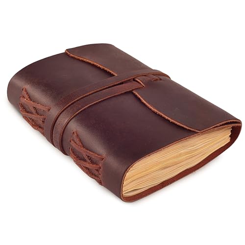 LEATHER VILLAGE Leather Bound Journal - Fuchsia, 11.5"X8.50", 220 Pages - Vintage Blank Paper Diary for Writing, Drawing, Sketchbook, and Travel Notebook - Ideal for Women and Men - color: Fuchsia, size: 11.5 inches X 8.50 inches