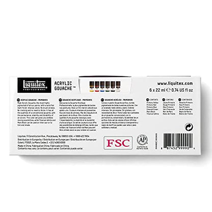 Liquitex Professional Acrylic Gouache Paint, 6 x 22ml (0.74-oz), Primaries Set - style: Primaries Set 12 x 22ml (0.74-oz)