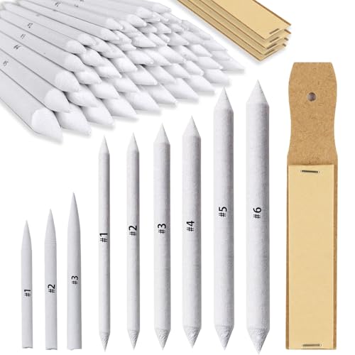 Hodyludy 298 Pcs Blending Stumps and Tortillions, Paper Art Blenders, Art Pencils, Drawing Pencils for Student Artist Charcoal Sketch Supplies with Sandpaper