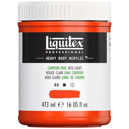 Liquitex Professional Heavy Body Acrylic Paint, 16-oz (473ml) Pot, Cadmium Free Red Light - color: Cadmium Free Red Light, style: 16-oz Pot