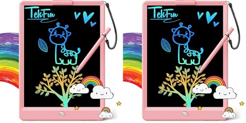 TEKFUN LCD Writing Tablet for Kids, 10-inch Coloring Drawing Pad, Mess Free Doodle Board, Christmas Gifts for Girls and Toddlers, Toys for 3 4 5 6 7 8 Year Old Boys (Pink) (Pack of 2) - color: Pink, size: 10 inch(Pack of 2)