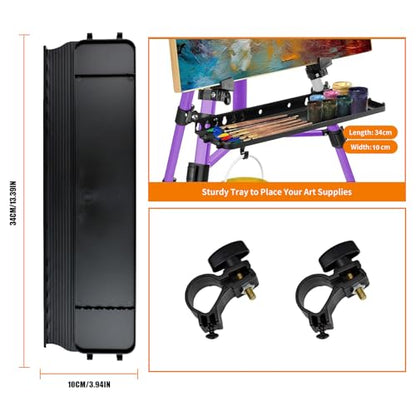 Easel for Painting, Portable & Foldable Easels Stand, Height-Adjustable 22'' to 62'', Equipped with Tray, Water Bucket Hook, Spirit Level, Compass & Carrying Bag for Art Display,Travel - Purple - style: Purple
