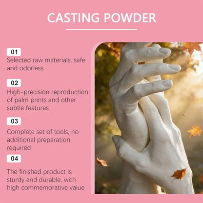 Plaster Powder | 100g Water Activated Easy Mixing - Craft Clone Powder Hand Casting Kit - for Mold Making Hand Sculpture Art Projects Beginners Couples Family