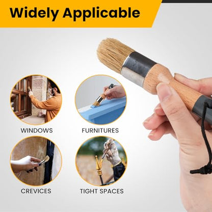 Chalk Paint Brush, 2 Pack Wax Brushes and Chalk Paint for Furniture DIY Art Crafts, Natural Bristle Round Oval Brush for All Painting and Waxing - size: Small Round, 2 Pack