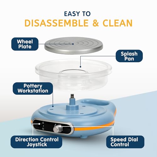 Pottery Wheel for Kids | Clay Machine for Beginners | 4.7 Inch Electric Mini Wheel Kit for Arts | Includes 8 Piece Tool Set and Paint | Educational Pottery Kit for Adults