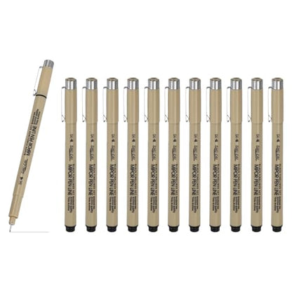 PATIKIL Fineliner Pens, 12 Pcs 04 0.4mm Fineliner Marker Black Waterproof Ink Archival Drawing Pens Art Supplies Set for Sketching Journaling Scrapbooking Artist Illustration - size: 04 0.4mm